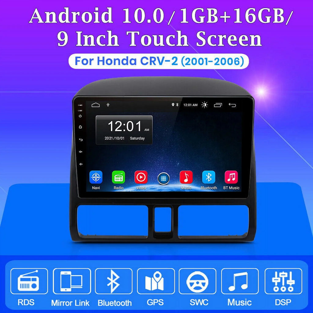 AWESAFE Carplay Car Stereo Radio for Honda CRV 2001 2002 2003 2004 2005 2006,1+32GB 9 Inch Touch Screen with Apple Android Auto GPS Navigator Bluetooth WiFi FM Radio Mirror Link
