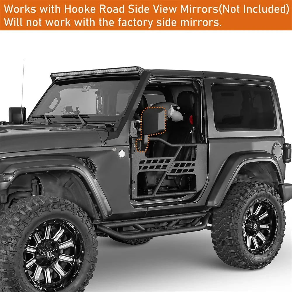 Stylish Hooke Road Fit 2018-2023 Jeep Wrangler JL 2-Door Steel Tubular Half Door Guards Frame Black