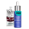 Stylish Olay Regenerist Retinol Face Serum, Retinol 24 Night Face Serum, 1.3oz + Whip Face Moisturizer Travel/Trial Size Gift Set