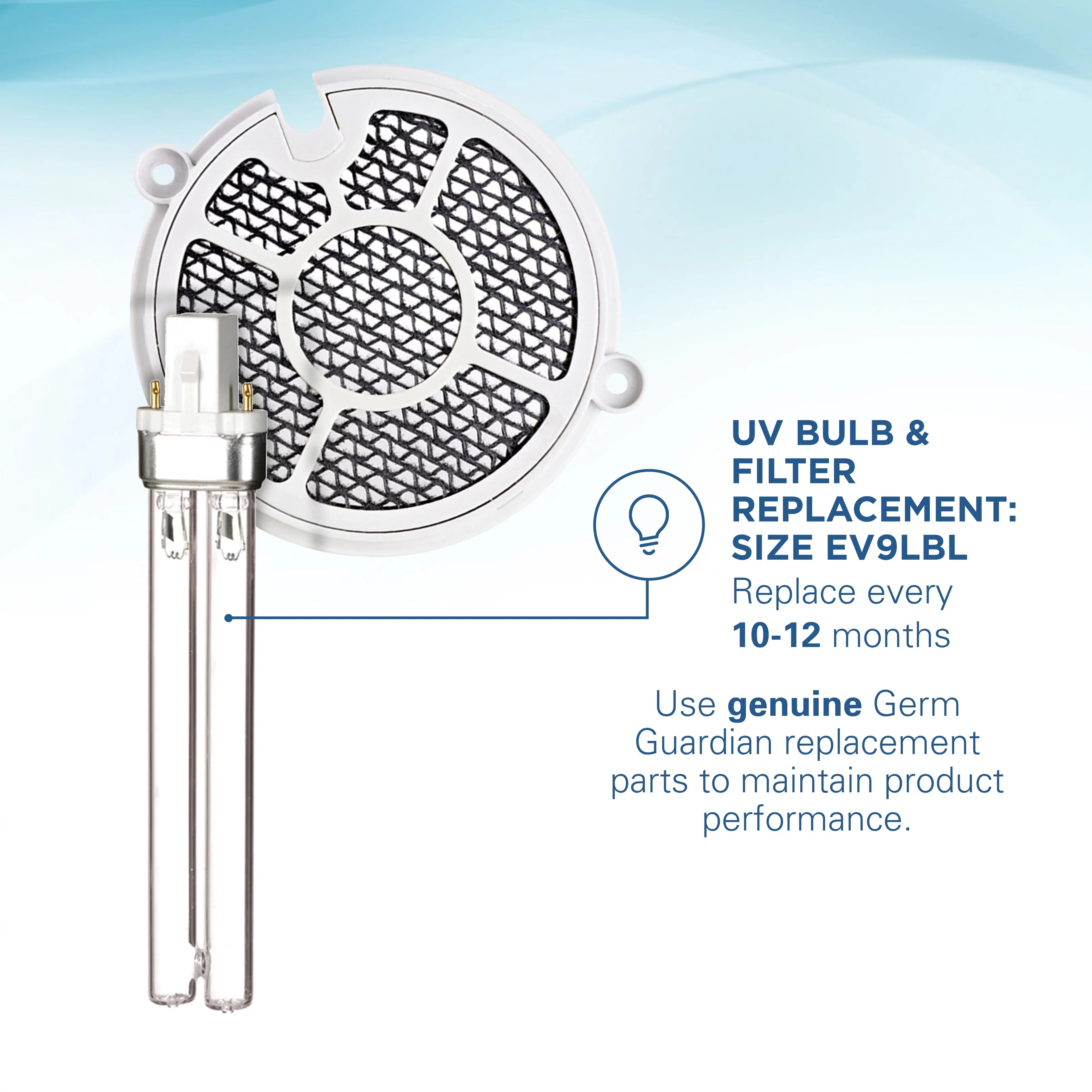 Stylish GermGuardian Tabletop UV-C Air Sanitizer with 2 Speeds Reduces Odors and Germs, GG3000BCA, Black