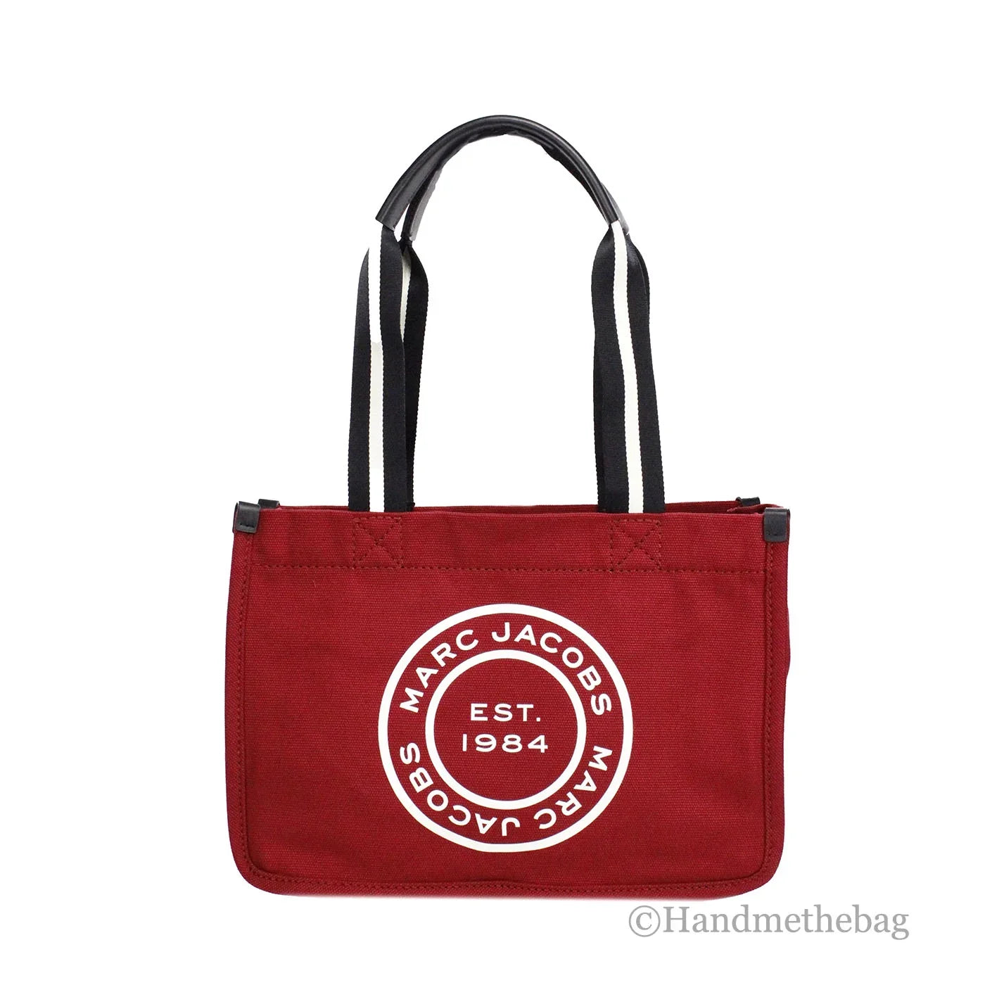 Marc Jacobs Medium Savvy Red Canvas Fabric Shoulder Convertible Tote Purse Bag - Exclusive Design