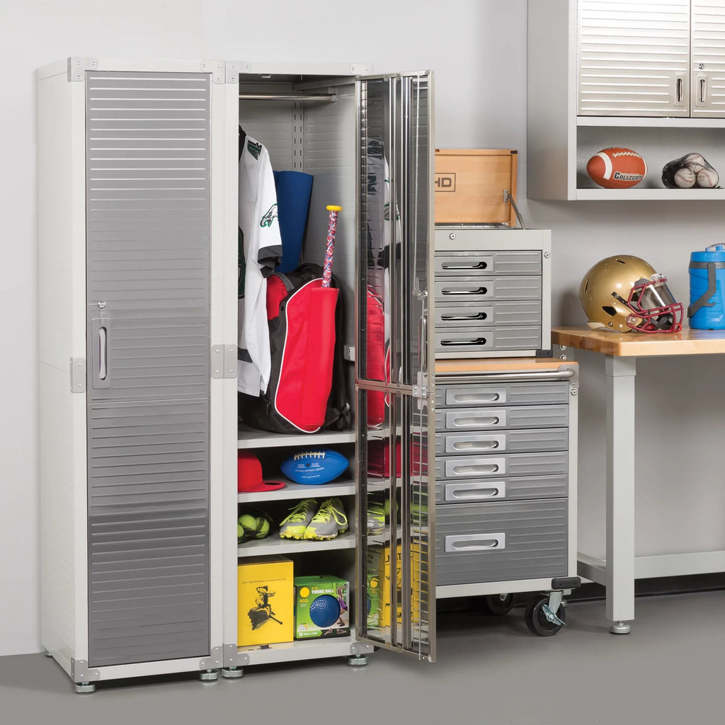 Seville Classics UltraHD Locker Storage Cabinet, 18" W x 24" D x 72" H, Granite Gray