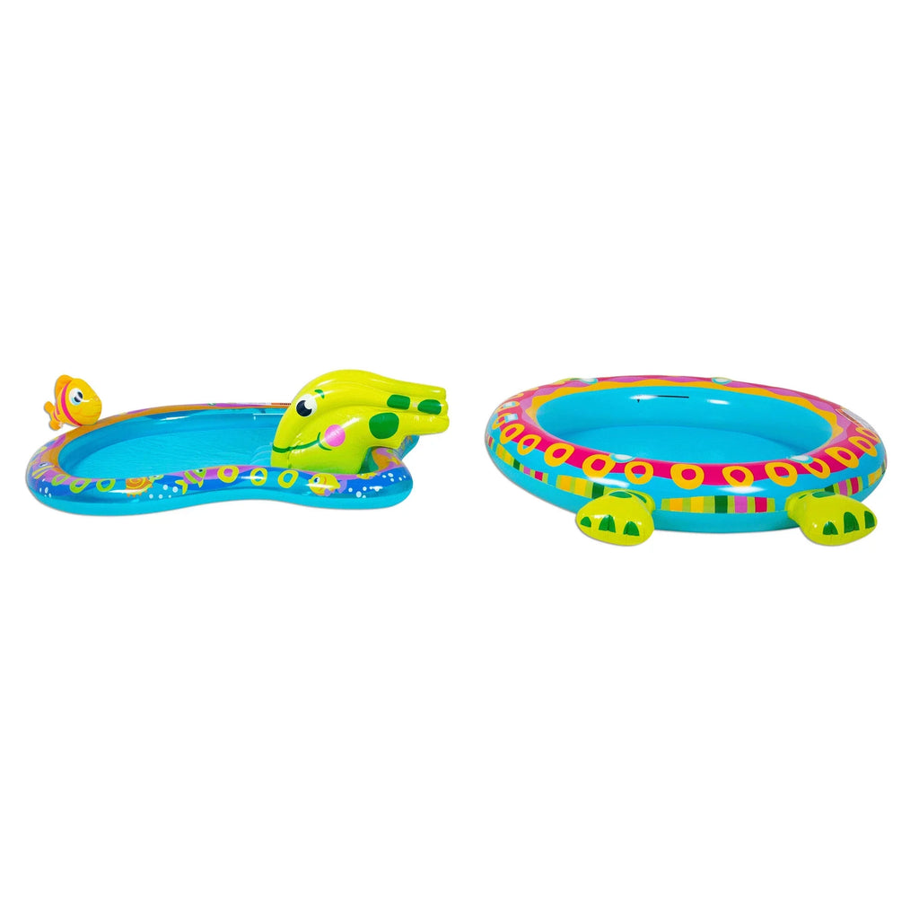 Stylish Banzai Shade 'N Slide Turtle Inflatable Kiddie Splash Pool with Sprinkler