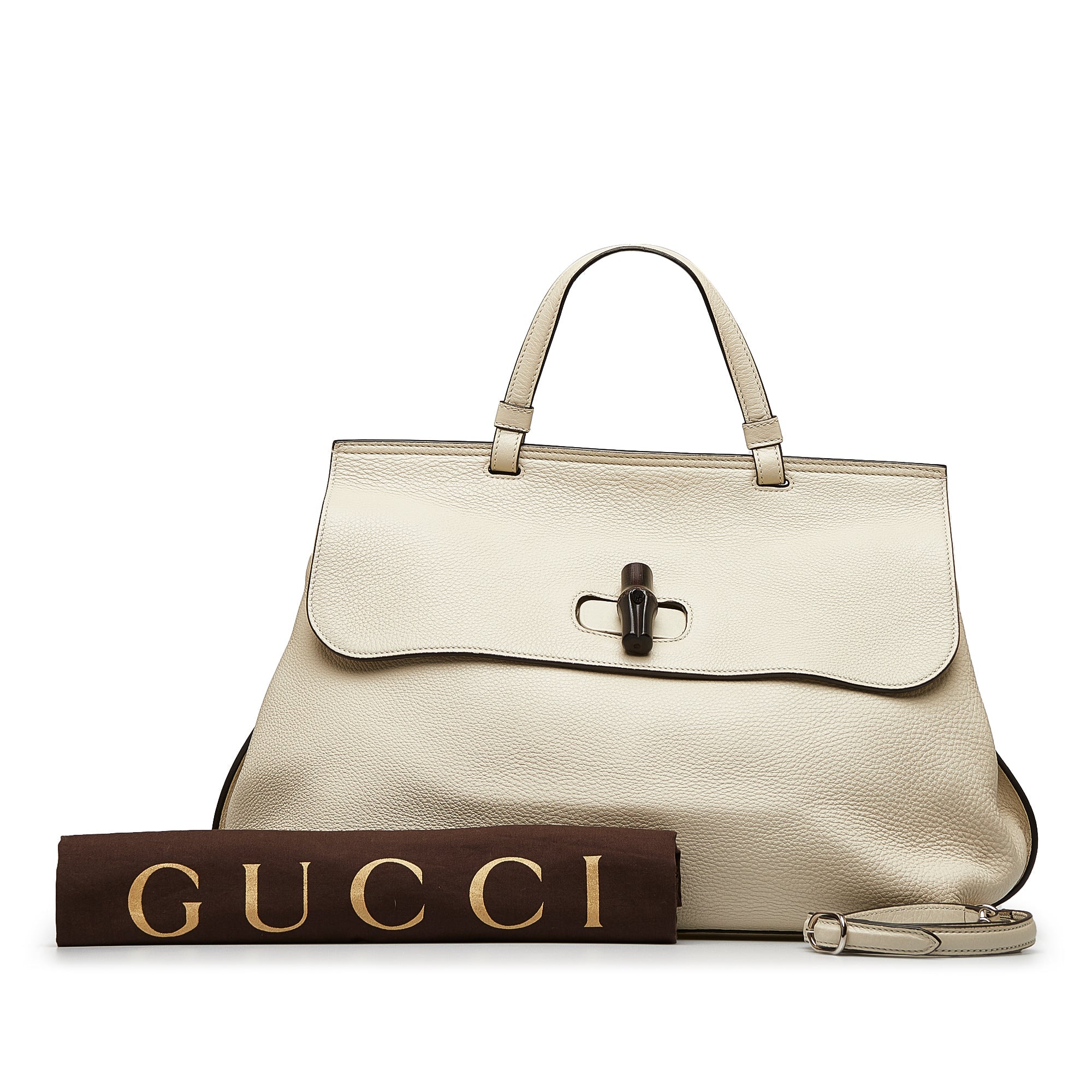Pre-Owned Authenticated Gucci Bamboo Daily Calf Leather Brown Satchel Unisex (Good)