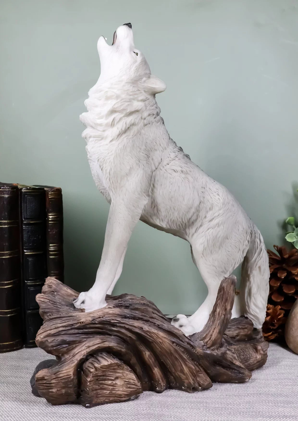 Large Cries Of The Night Howling Alpha Gray Wolf Statue 12"H Spirit Wolves Decor - Exclusive Design