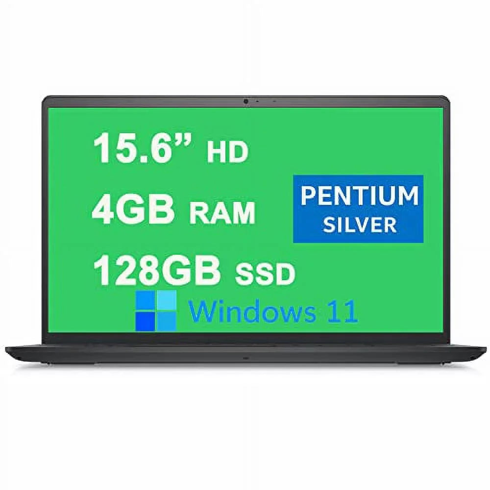 Inspiron 15 3000 3510 Laptop 15.6â HD Narrow Border Display Quad- Pentium Silver N5030 Processor 4GB RAM 128GB SSD UHD Graphics 605 USB3.2 Win11 Carbon