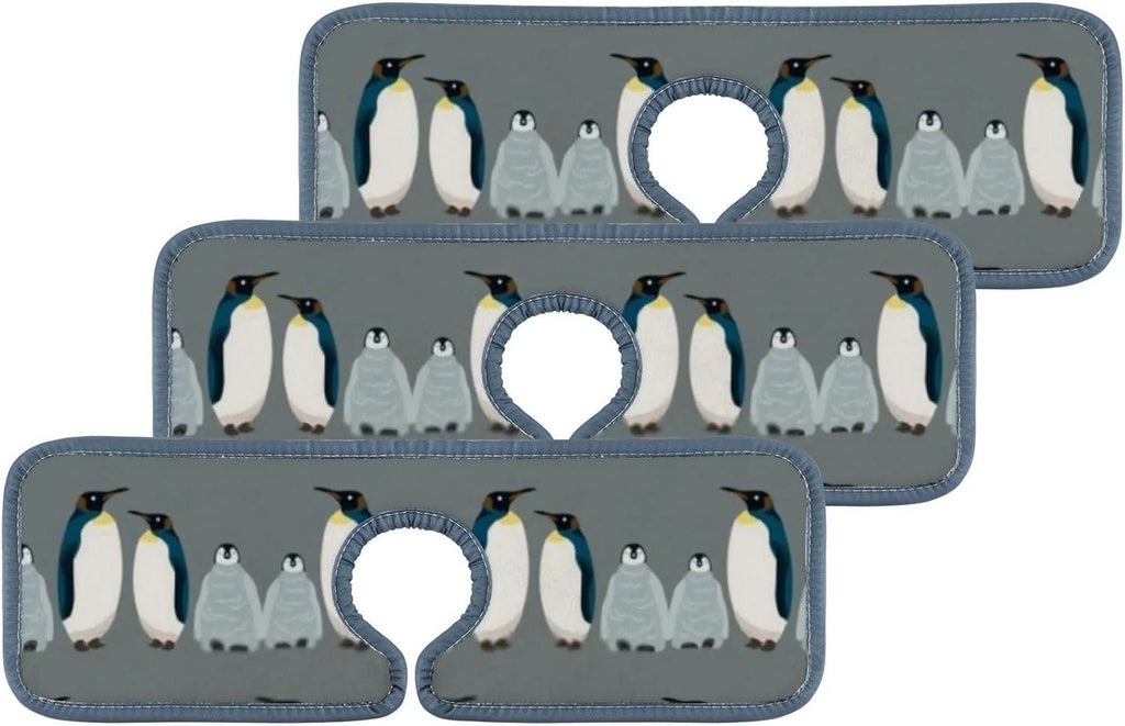 Stylish Bestwell 3PCS Faucet Absorbent Mat, Sea Bird Penguin Washable Sink Splash Guard Drip Catcher, Kitchen Bath Countertop Sinkmat Microfiber Drying Mats