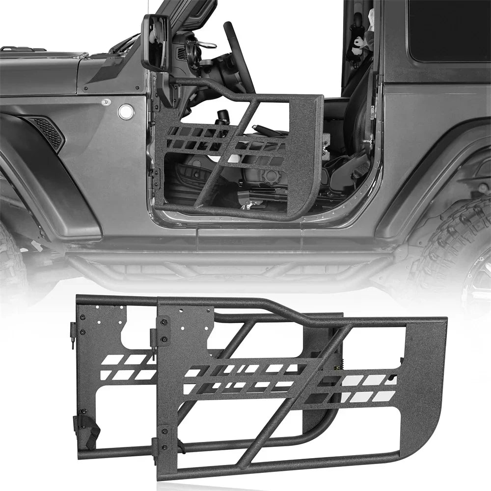 Stylish Hooke Road Fit 2018-2023 Jeep Wrangler JL 2-Door Steel Tubular Half Door Guards Frame Black