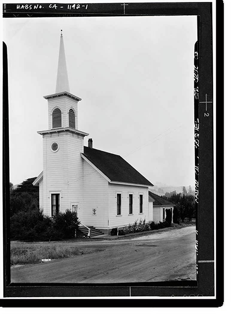 Stylish Historic Framed Print, Congregational Church, Soquel, Santa Cruz County, CA, 17-7/8" x 21-7/8"