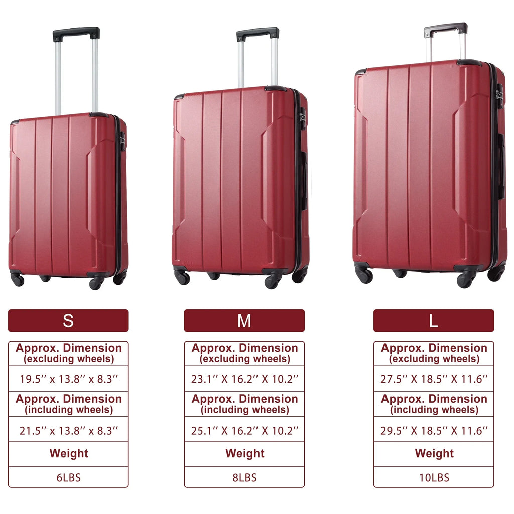 Luggage Suitcase ABS with TSA Lock Spinner and Adjustable Handle Carry on Expansion Hardshell Lightweight 20in, Airline Approved
