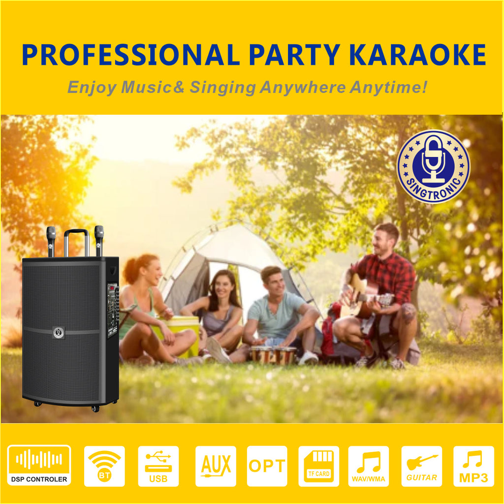 Singtronic BT-1500DSP Professional Rechargeable DSP 15" Karaoke Speaker With 2 UHF Wireless Mic.