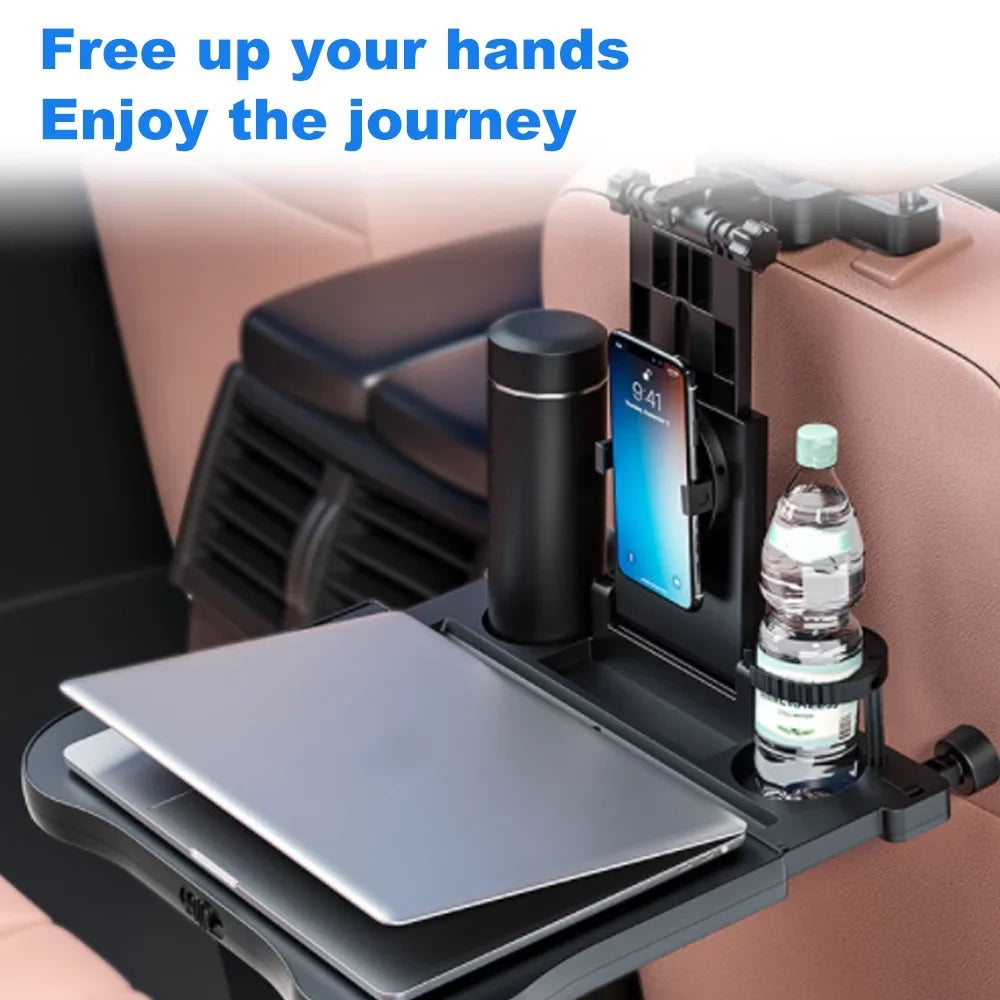Apexeon Car Seat Table with Phone Holder, Adjustable and Foldable Back Seat Food Tray for Working, Writing, Eatingï¼ Black