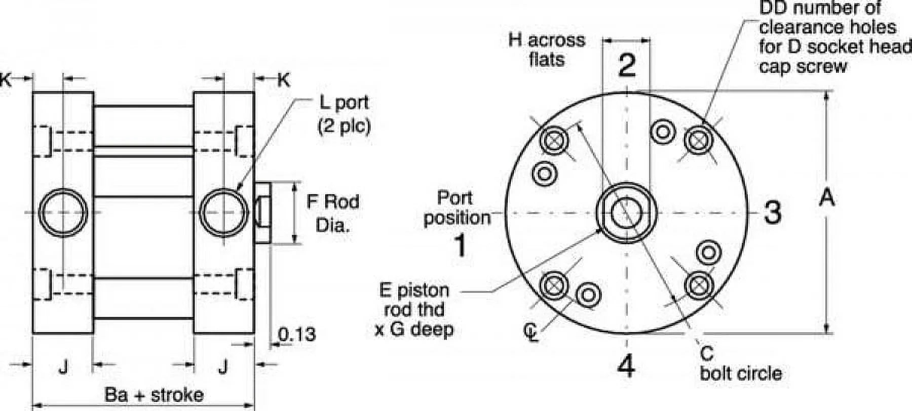 Speedaire Air Cylinder,2.455 In. L,Stainless Steel 5YCU5 - Exclusive Design