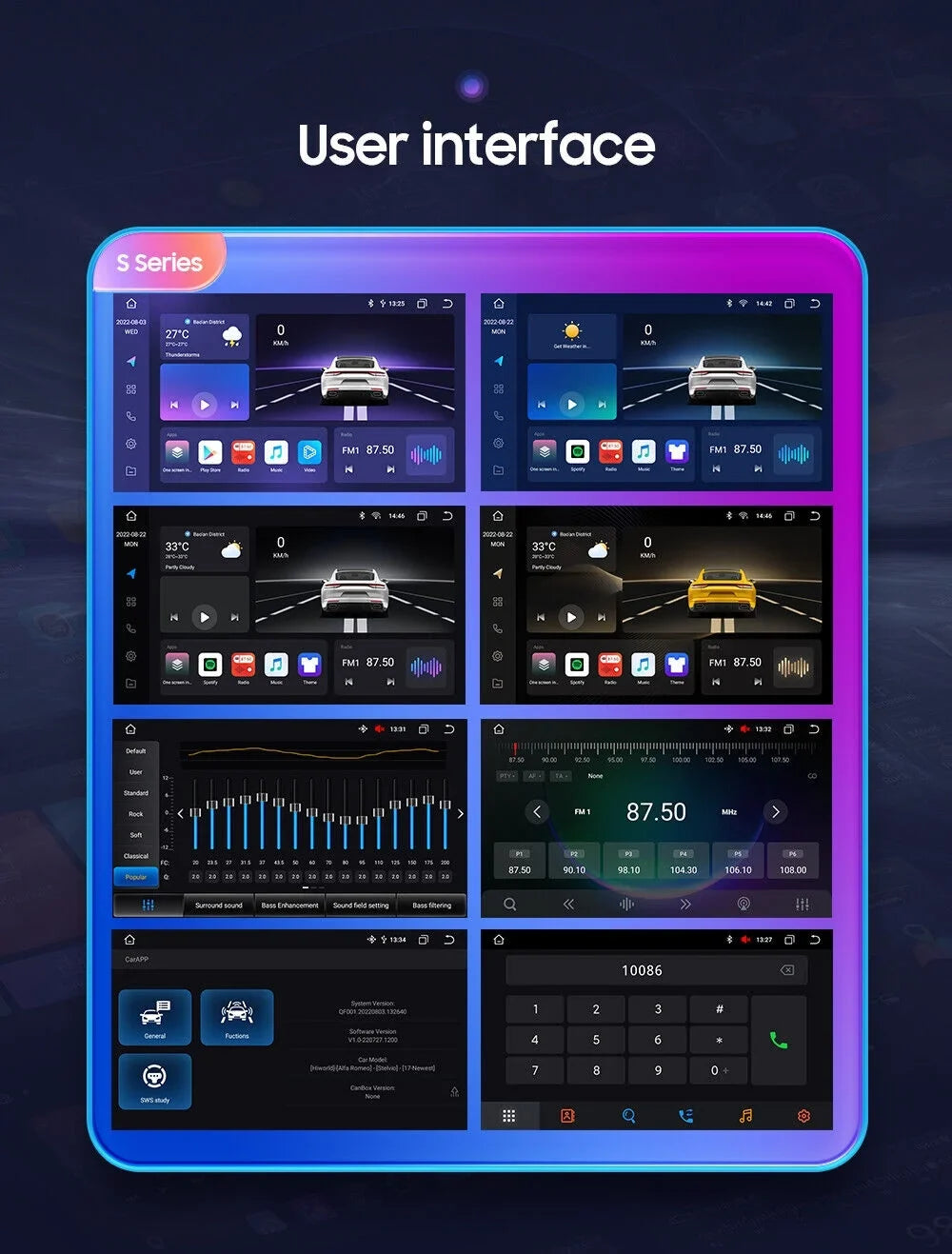 For GMC Yukon Chevy Tahoe Suburban Android 12 Octa 4GB RAM Apple Carplay Car Stereo AM FM Radio GPS Weather