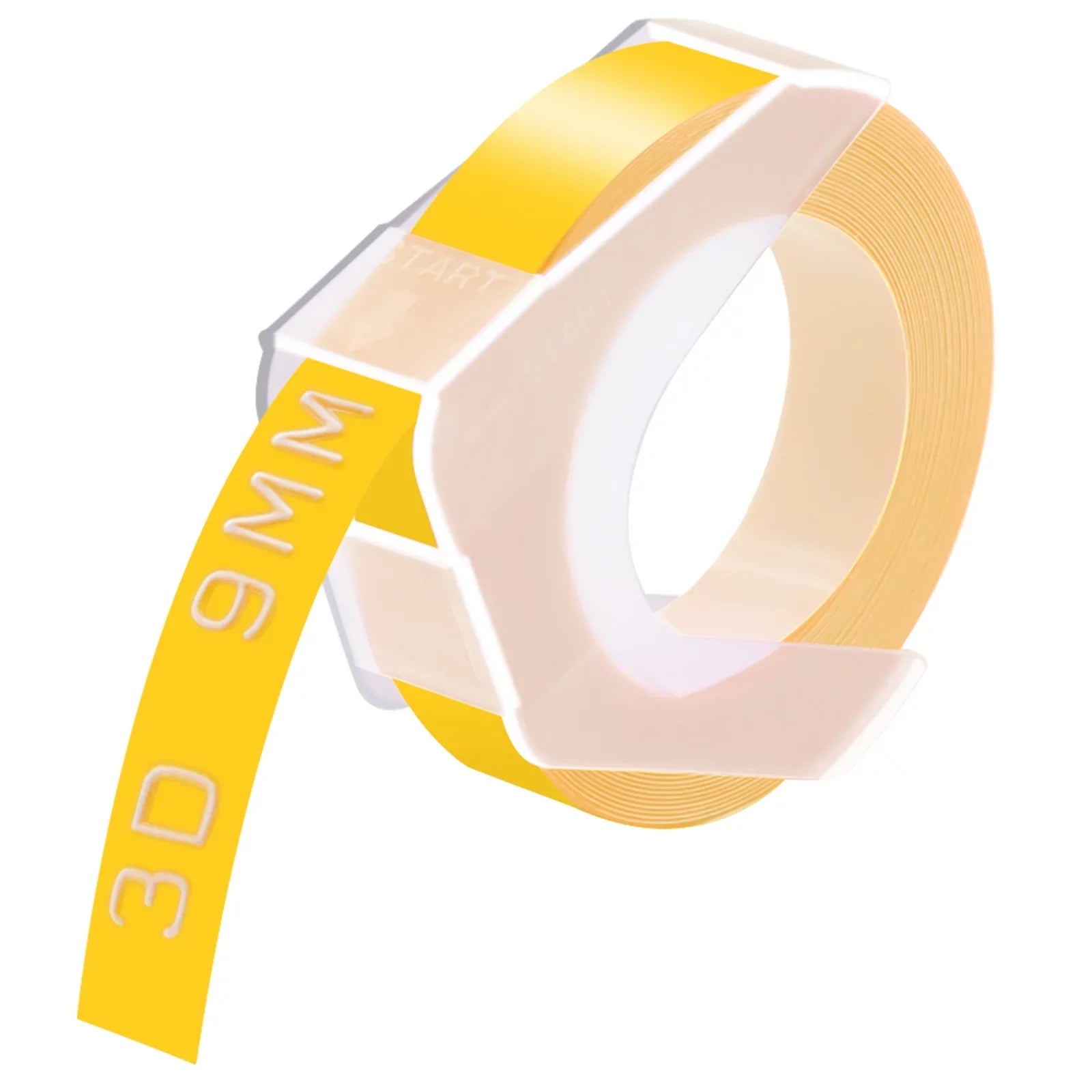 GREENCYCLE 50PK Compatible for Dymo 3D Plastic Embossing Labels 520108 White on Yellow Label Tape 9mm 3/8'' x 3m 9.8' Use in Organizer Xpress Pro 12966, Office Mate II 1540, Motex E101 Label Maker - Exclusive Design