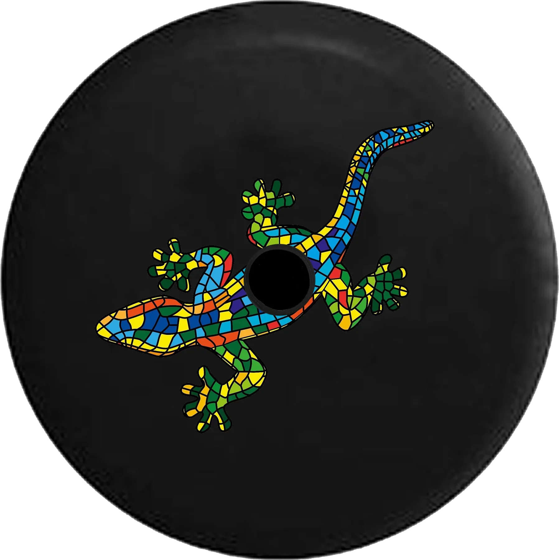 2018 2019 Wrangler JL Backup Camera Mosaic Tile Multicolor Lizard Gecko Spare Tire Cover for Jeep RV 33 Inch - Exclusive Design