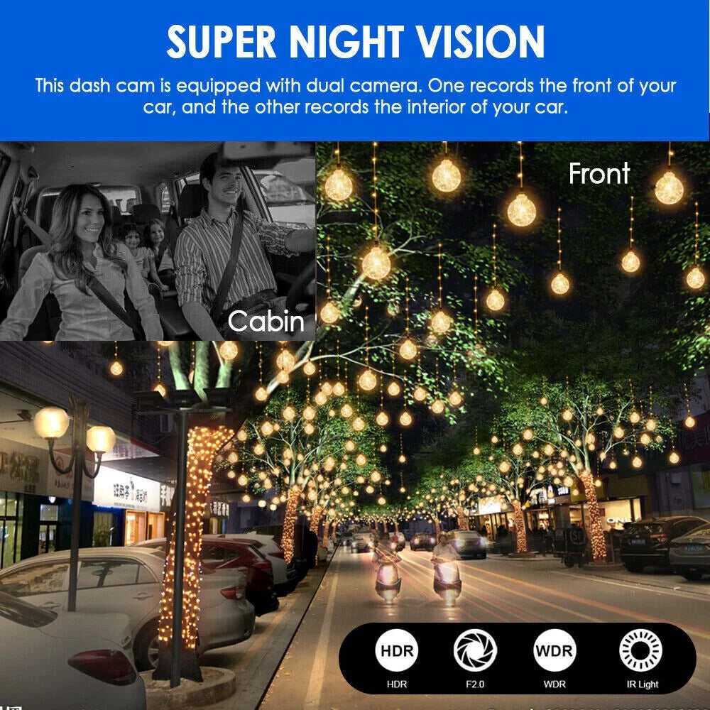 JLLOM Car DVR Dash Cam with Dual Lens Front and Inside Camera - 1080P - Exclusive Design