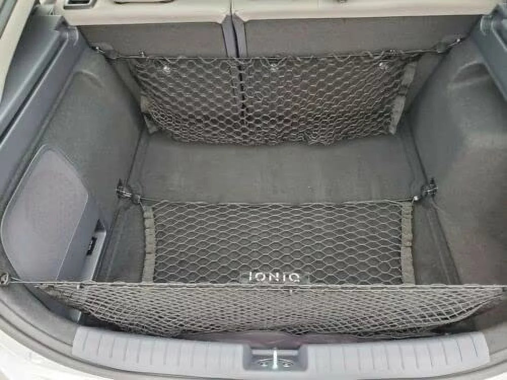 EACCESSORIES EA (Qty.3) Trunk Organizer Cargo Nets for HYUNDAI IONIQ 2017-2019 â Floor & 2 Envelope Style Cargo Nets for Hatchback â Premium Mesh Elastic Car Trunk Organizer â Compatible HYUNDAI IONIQ
