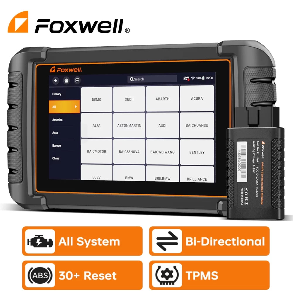 Foxwell NT809TS TPMS Relearn Programming Reset Tool Bi-directional Control Scan Tool OBD2 Automotive Scanner Scan Full Systems Oil Reset ABS Bleeding Injector Coding 30+ Reset Services Car Code Reader - Exclusive Design