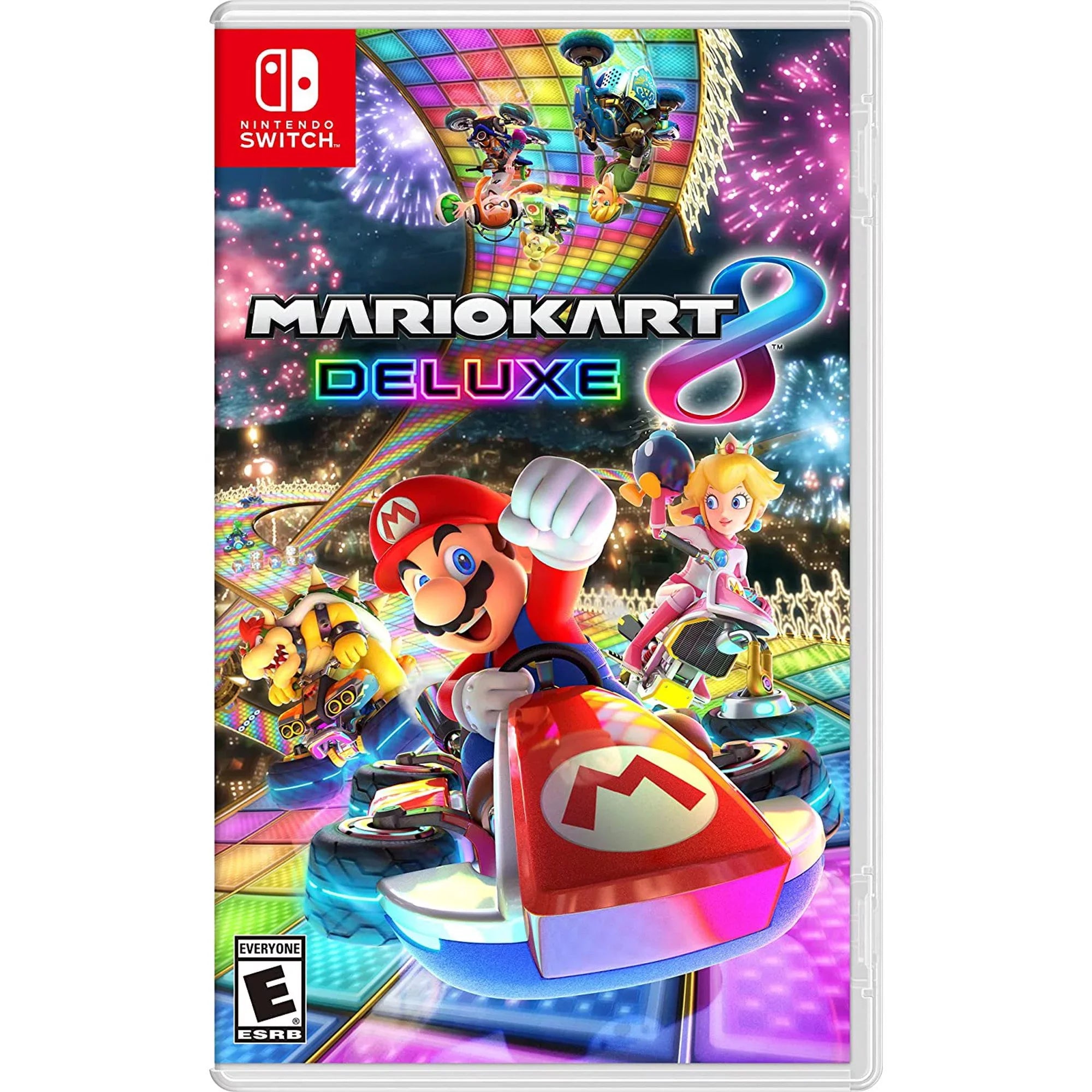 Nintendo Switch 64GB 7-inch OLED Model Bundle, White Joy-Con Controllers & Dock, 64GB Storage, Game Mario Kart 8 Deluxe with Ptech Accessories - Exclusive Design
