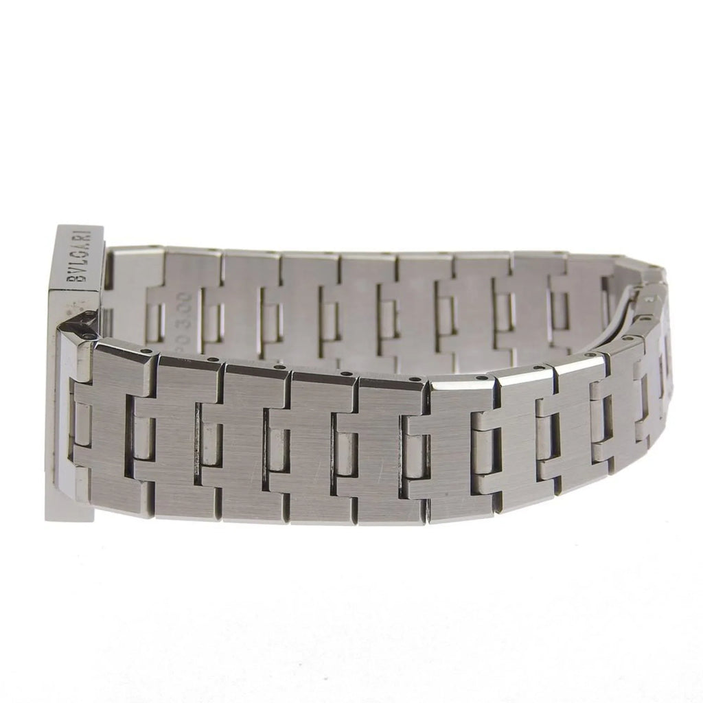 Pre-Owned BVLGARI Bulgari Quadrado watch SQ22SS stainless steel silver quartz analog display ladies black dial (Good)