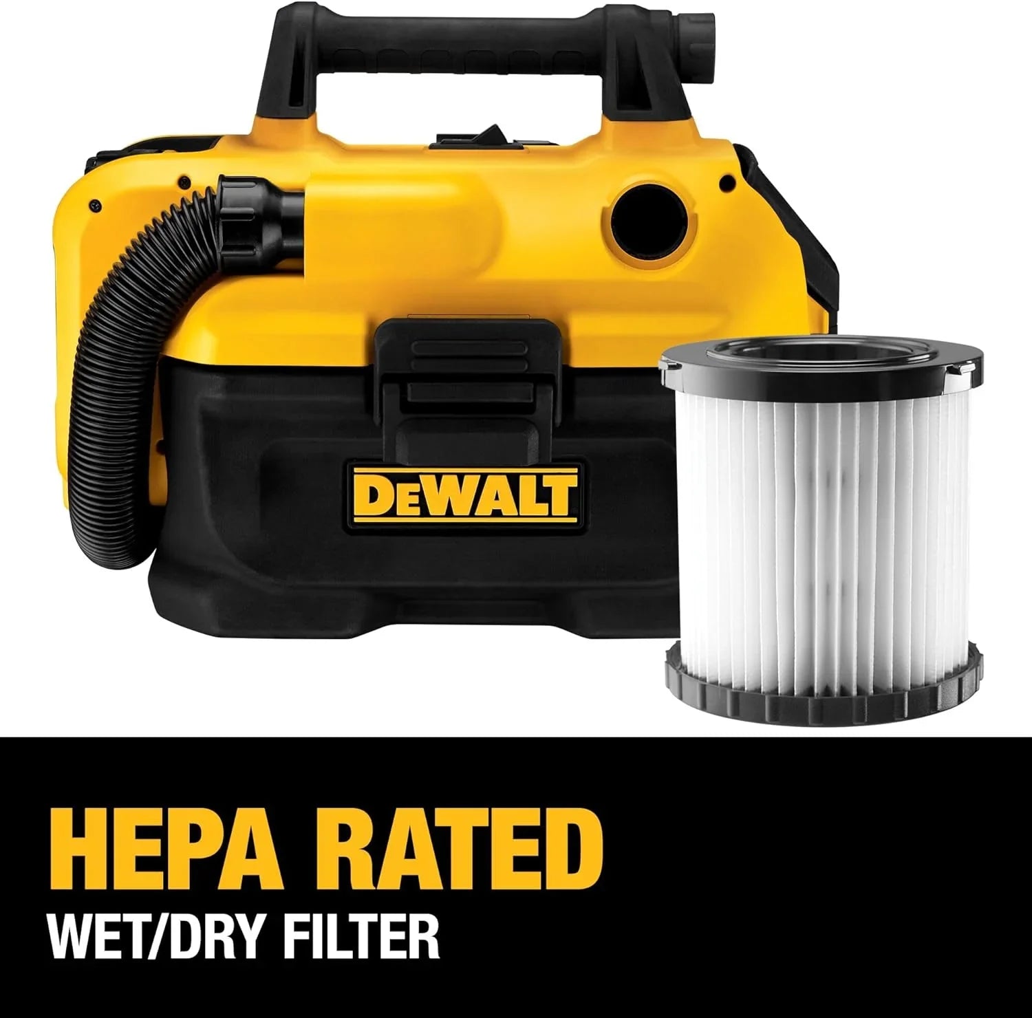 Stylish 20V MAX Cordless Wet-Dry Vacuum, Tool Only (DCV580H),Black, Yellow, 17.10 Inch x 12.80 Inch x 12.30 Inch