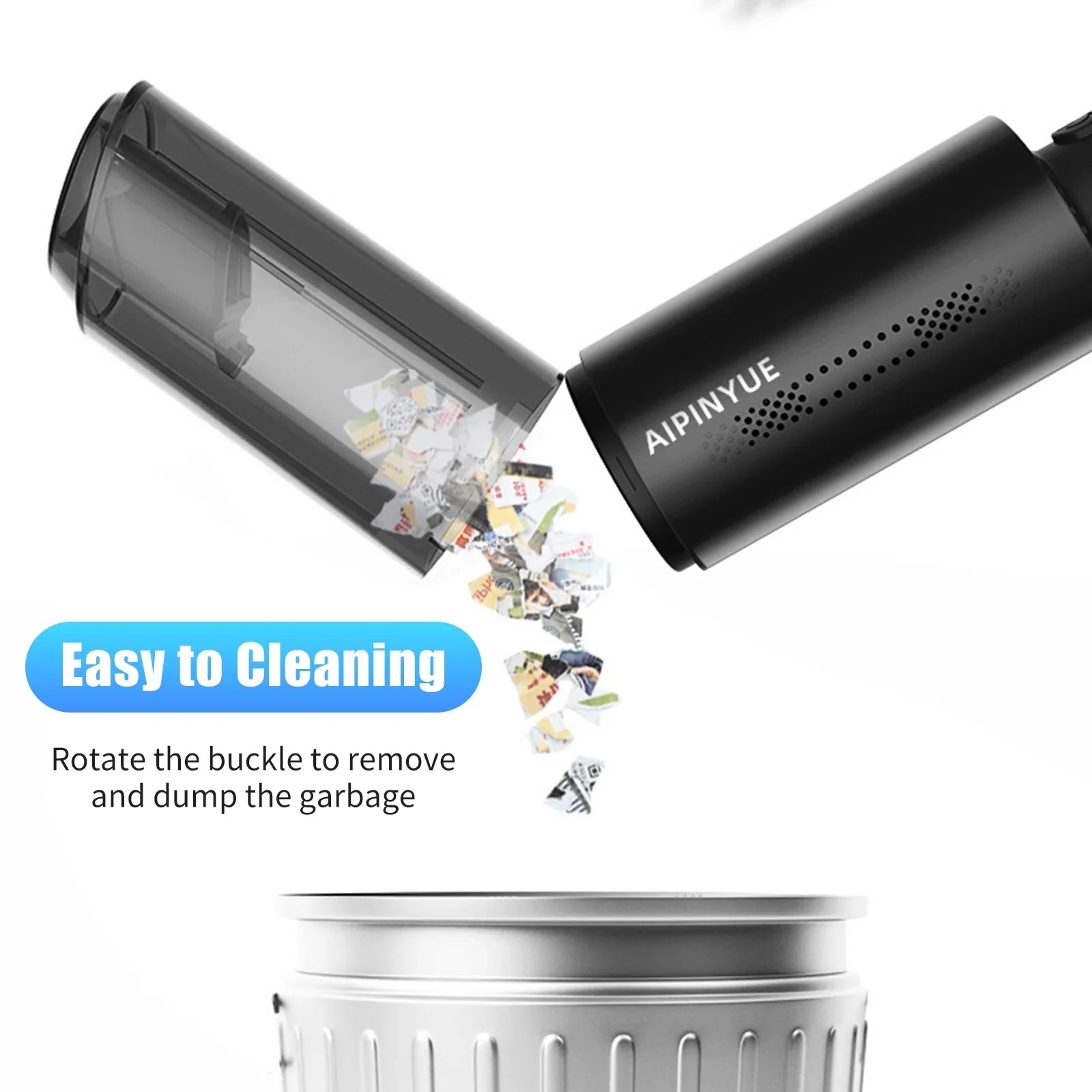 Stylish moobody Vacuum Cleaner, 120W Handheld Cleaner, 6000Pa Powerful Suction, USB Powered with HEPA Filter for Cleaning Hair Dust Gravel in Home Office