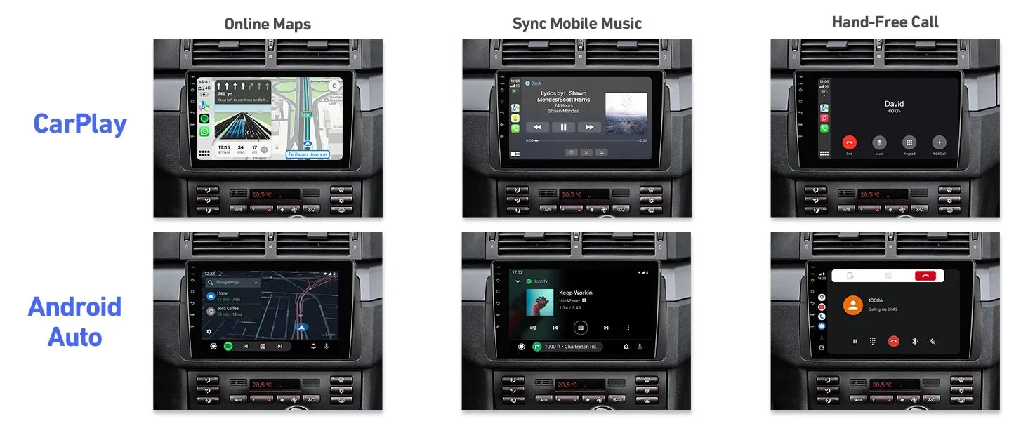 Stylish 6+128G 9-inch Android 12 Double Din Car Stereo for BMW E46/M3/318/320/325/Rover 75/MG ZT Touchscreen Screen QLED Car Radio with Carplay Android Auto SWC Support Backup Camera