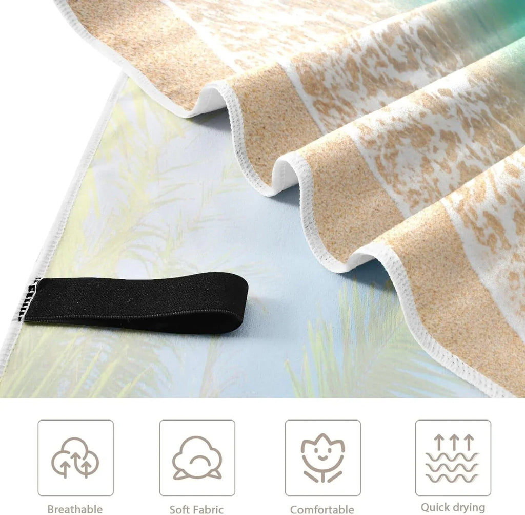 Bestwell Summer Tropical Palm Beach Beach Towel Oversized Towel Blanket, Thin Lampweight Microfiber Sand Free Quick Dry Towel, 30âX60â Multipurpose Pool Bath Yoga Swim Shower Towel