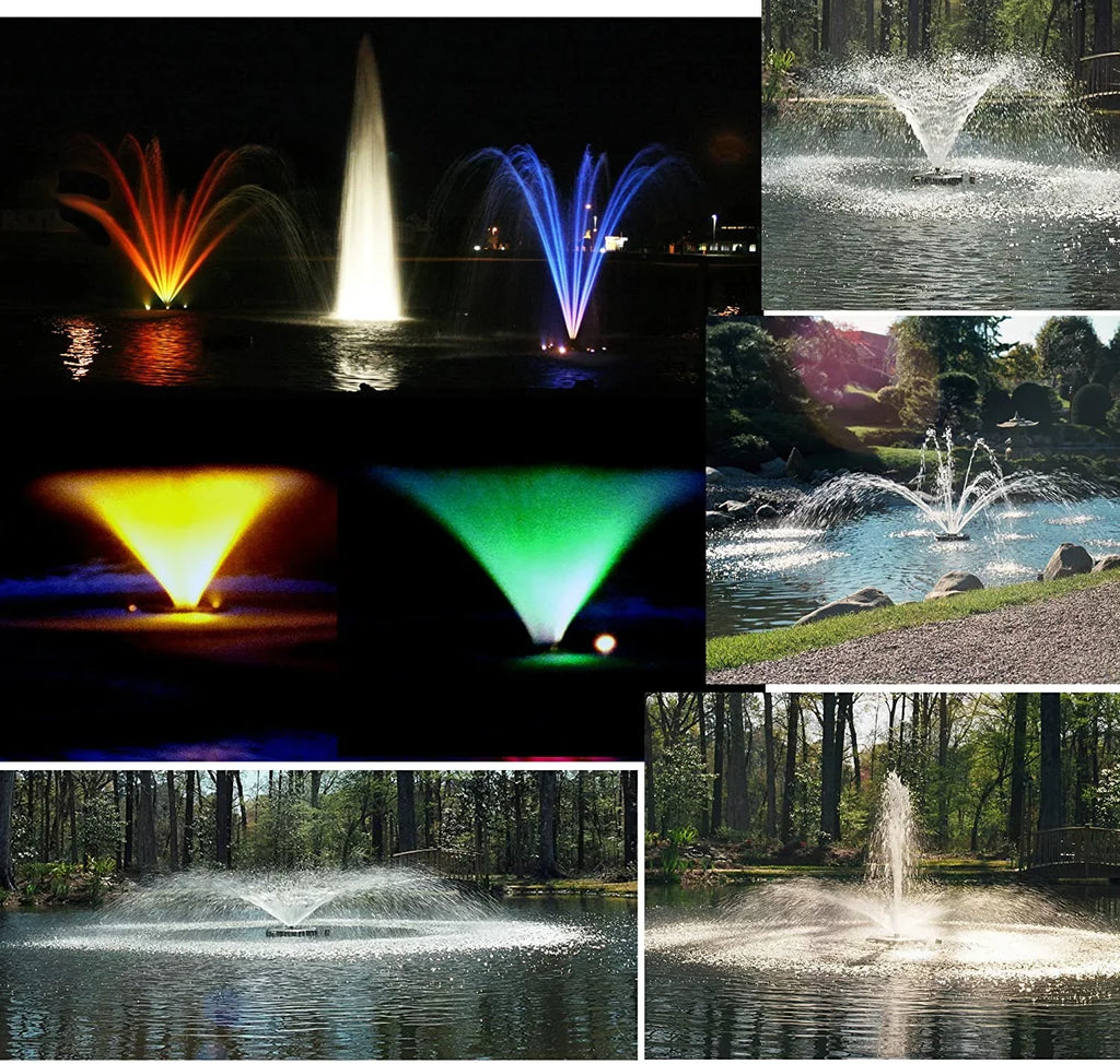 Stylish 1hp Decorative Fountain, 50 foot cord, 120 volt with LED3C11-050 Light Kit