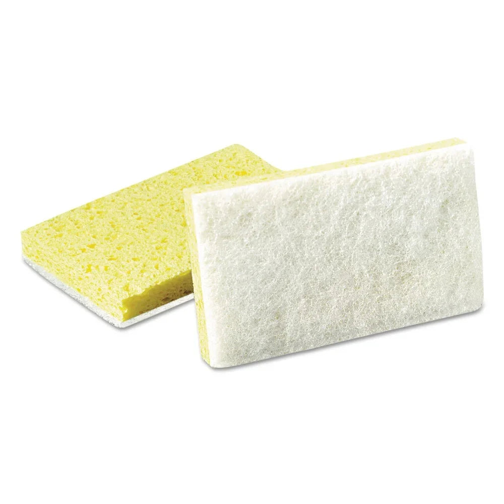 Scotch-Brite PROFESSIONAL 63 0.7 in. Thick 3.6 in. x 6.1 in. #63 Light-Duty Scrubbing Sponge - Yellow/White (20/Carton) - Exclusive Design