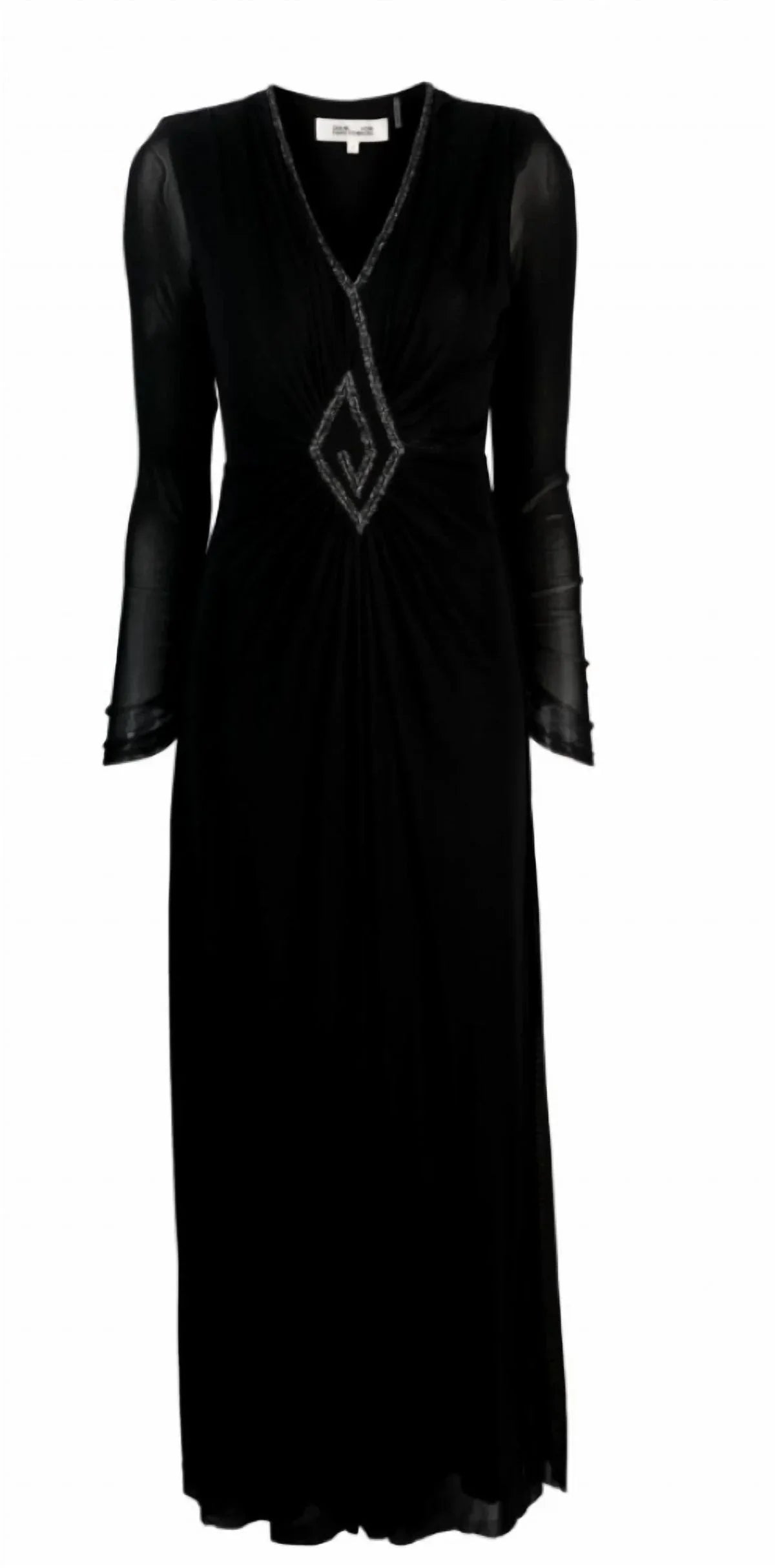 Stylish Women's Diane Von Furstenberg Evening Size S Straight Gown Black