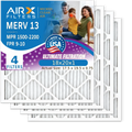 18x20x1 Air Filter MERV 13 Comparable to MPR 1500 - 2200 & FPR 9 Electrostatic Pleated Air Conditioner Filter 4 Pack HVAC AC Premium USA Made 18x20x1 Furnace Filters by AIRX FILTERS WICKED CLEAN AIR. - Exclusive Design