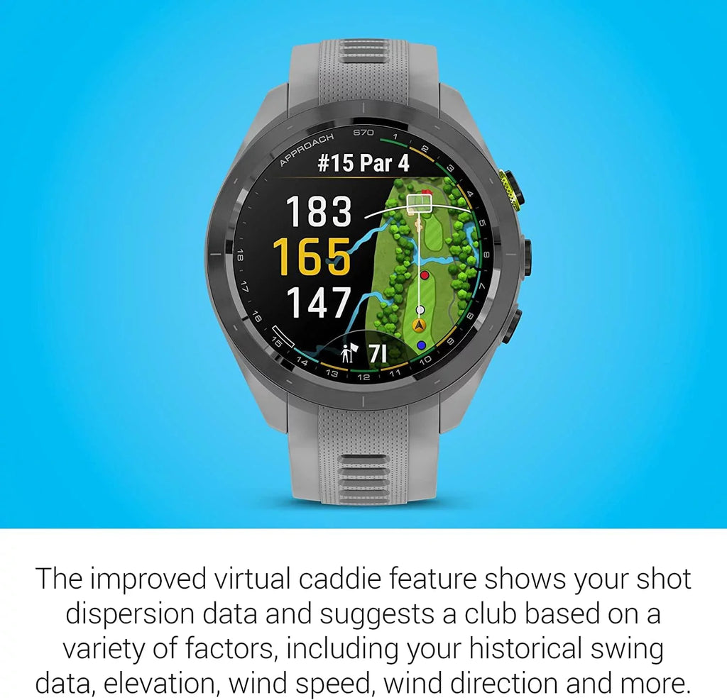 Stylish Garmin Approach S70, Black (47mm) with Accessories