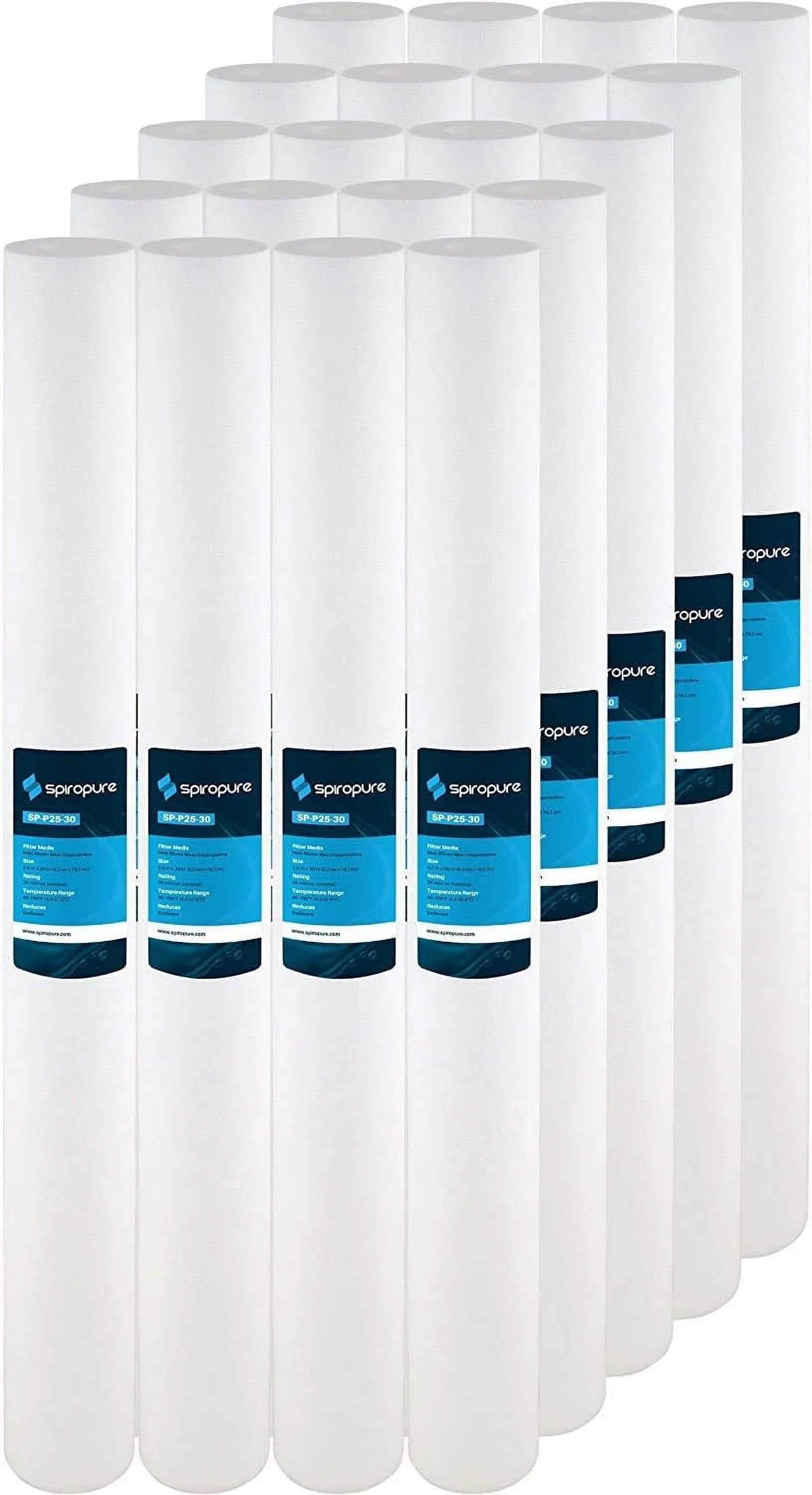 25 Micron Spun -Blown Polypropylene Sediment Water Filter Cartridge SDC-25-3025 P25-30 155224-43 (Case Of 20) - Exclusive Design
