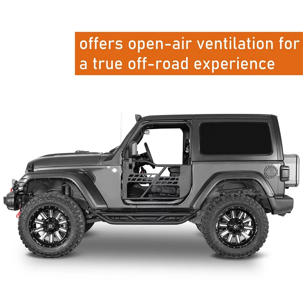 Stylish Hooke Road Fit 2018-2023 Jeep Wrangler JL 2-Door Steel Tubular Half Door Guards Frame Black