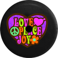 2018 2019 Wrangler JL Backup Camera Love Peace Joy Heart Sign Heart Flower Spare Tire Cover for Jeep RV 32 Inch