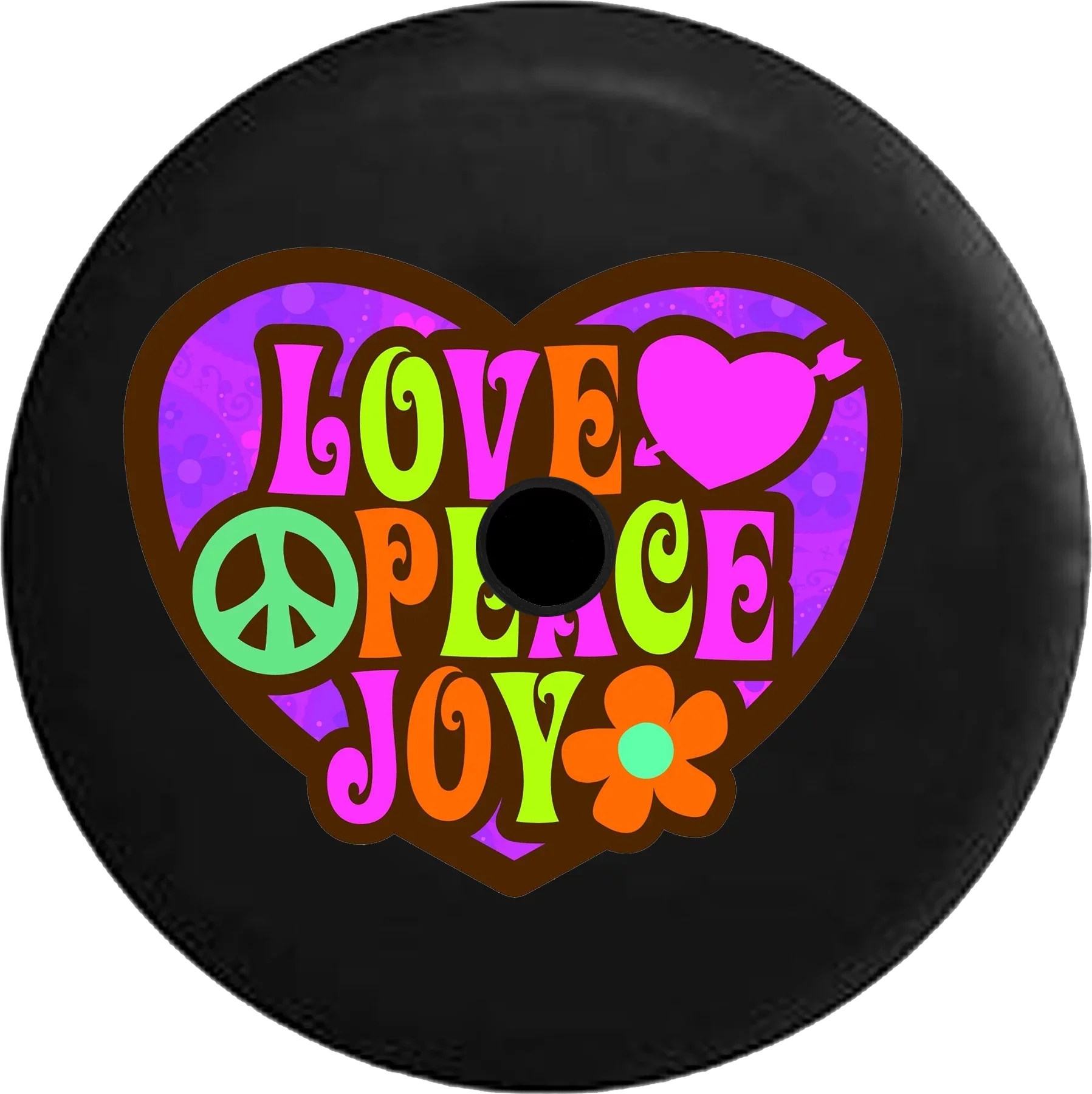 2018 2019 Wrangler JL Backup Camera Love Peace Joy Heart Sign Heart Flower Spare Tire Cover for Jeep RV 32 Inch