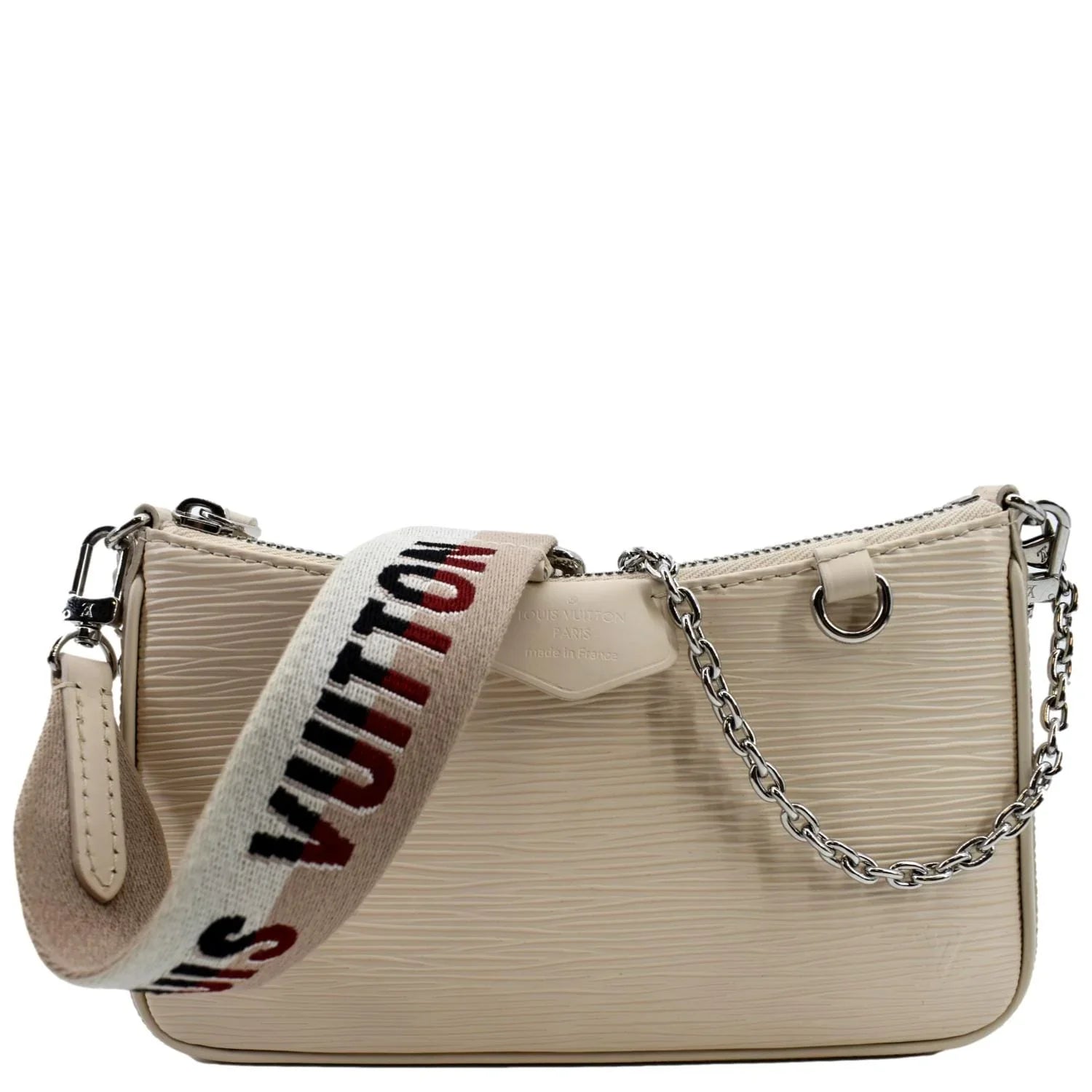 Stylish Pre-owned LOUIS VUITTON Easy Pouch On Strap Epi Leather Shoulder Bag Cream