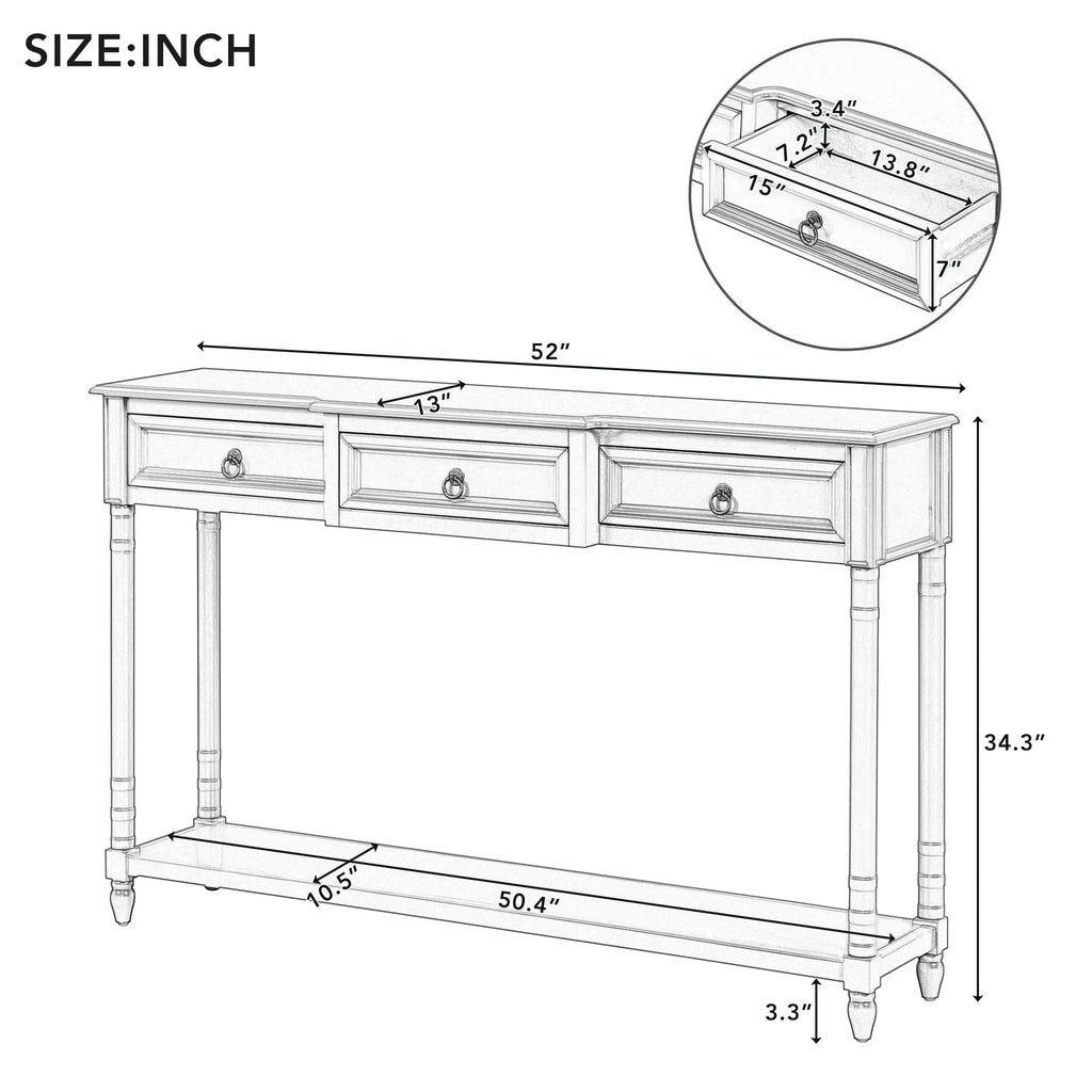 Console Table Sofa Table with Drawers for Entryway with Projecting Drawers and Long Shelf (Antique Navy, OLD SKU: WF189574AAM)