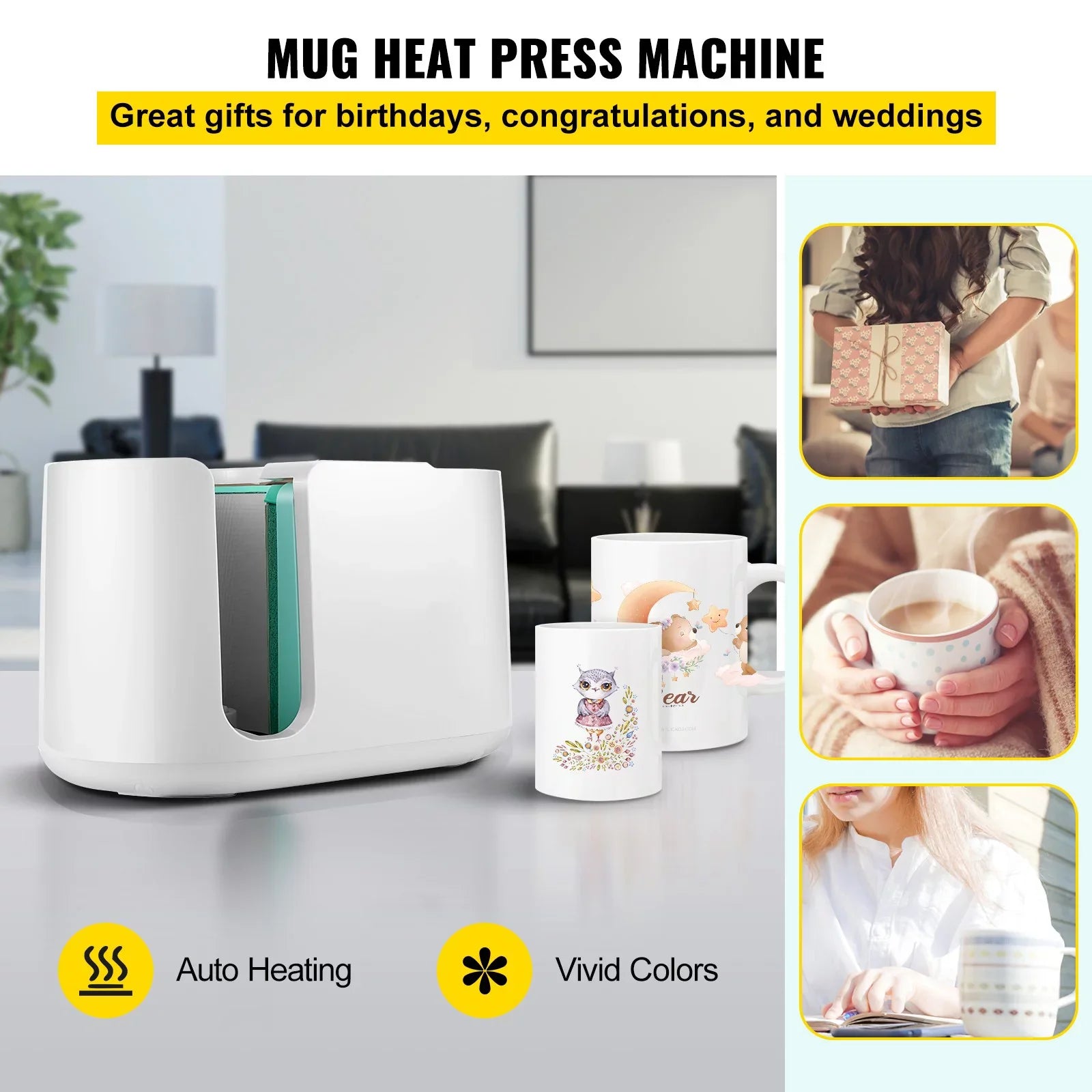 Stylish BENTISM Mug Press Machine, Automatic Mug Heat Press 11-15oz, One-touch Setting, Cup Transfer Sublimation Portable Coffee Presser, Pro Easy Mug Press Machine DIY Printing