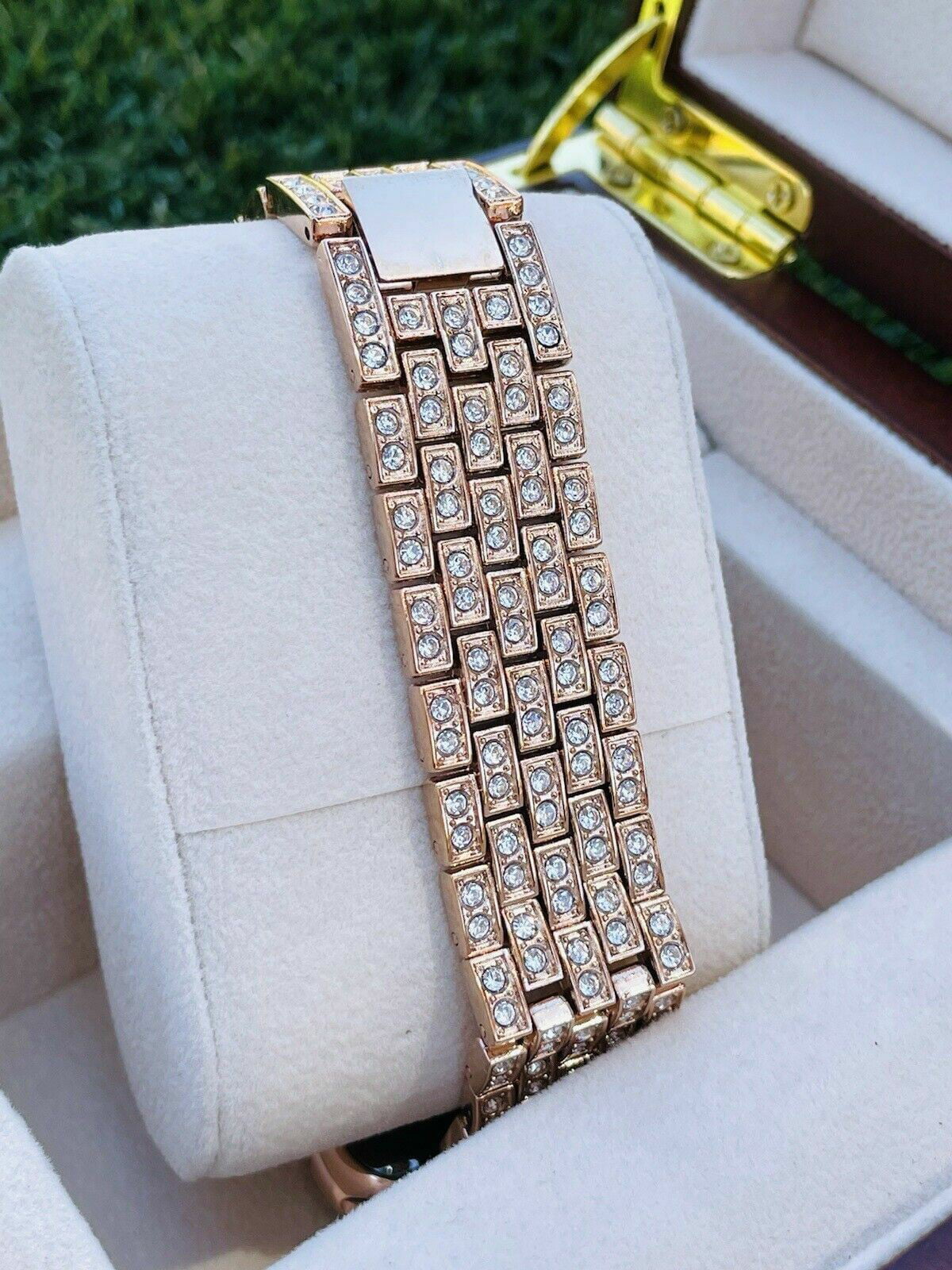 Stylish Custom 24K Rose Gold 45MM iWatch SERIES 7 Stainless Steel Rose Gold Band