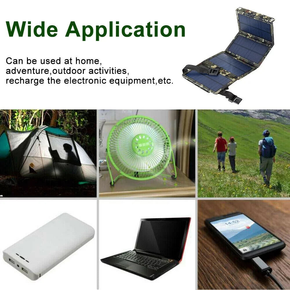 JLLOM 2Pcs 80W USB Solar Panel Folding Portable Power Bank Outdoor Hiking Phone Charger Kit - Exclusive Design