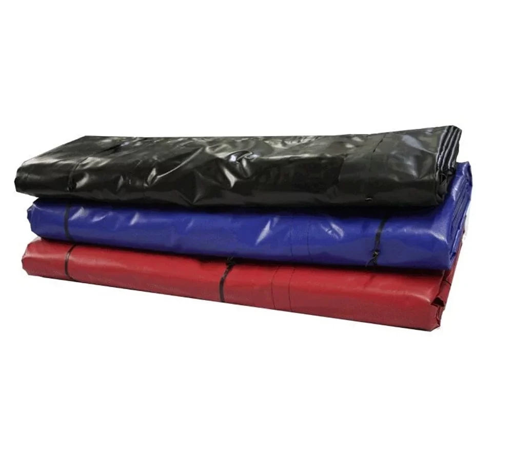 Stylish 24' x 18' 3 Piece Red/Black Lumber Tarp for Heavy Duty Truck Cargo - 18 Oz Vinly Flatbed Tarps with 8' Drop - Waterproof Tarp for Trailers to Protect Cargo from Wind, Rain, Snow and Sun