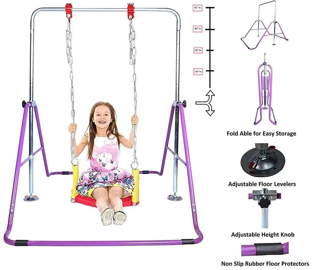 Stylish Expandable 3-in-1 Kids Gymnastics Horizontal Bar Set - Kip Training Jungle Gym