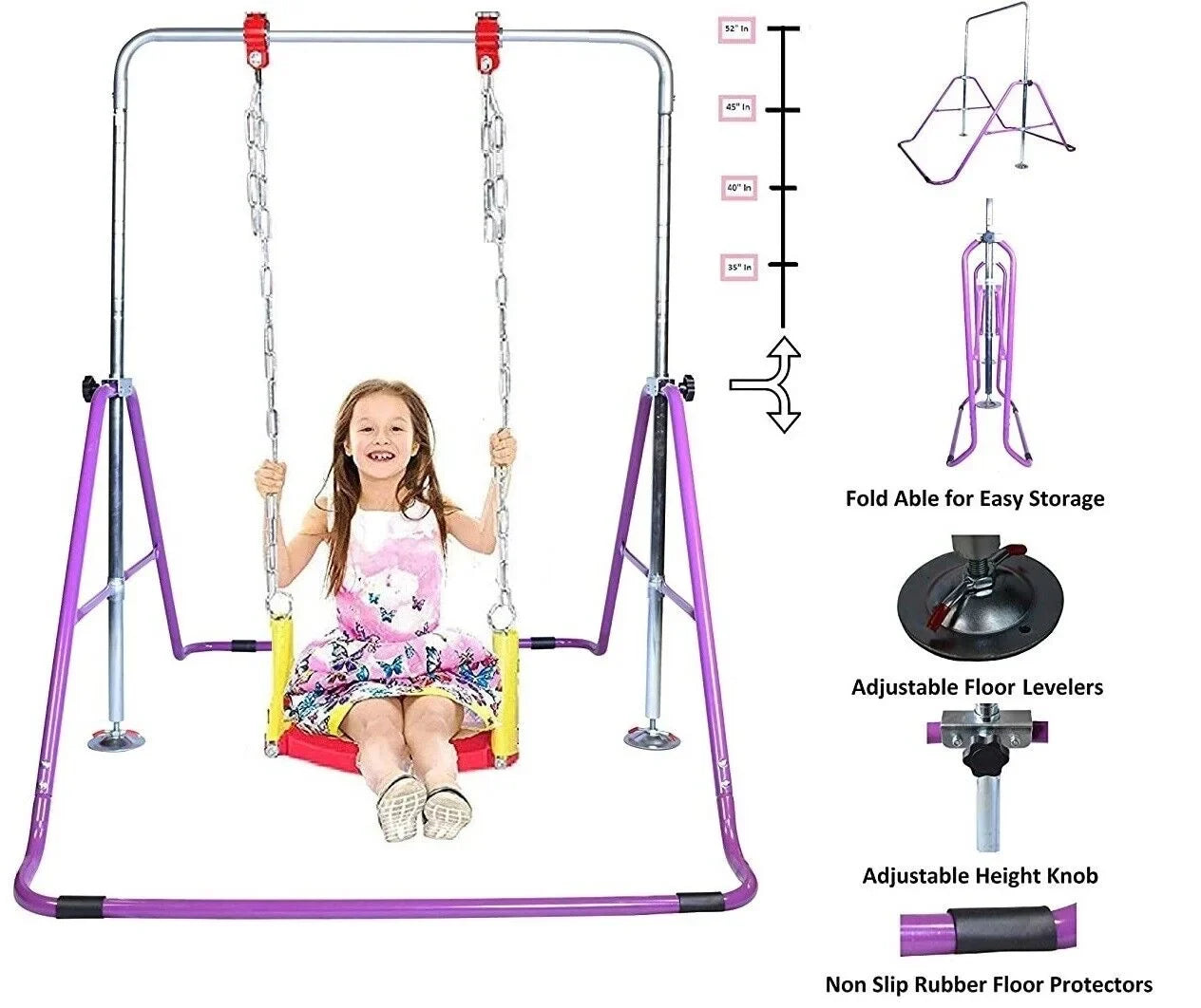 Stylish Expandable 3-in-1 Kids Gymnastics Horizontal Bar Set - Kip Training Jungle Gym