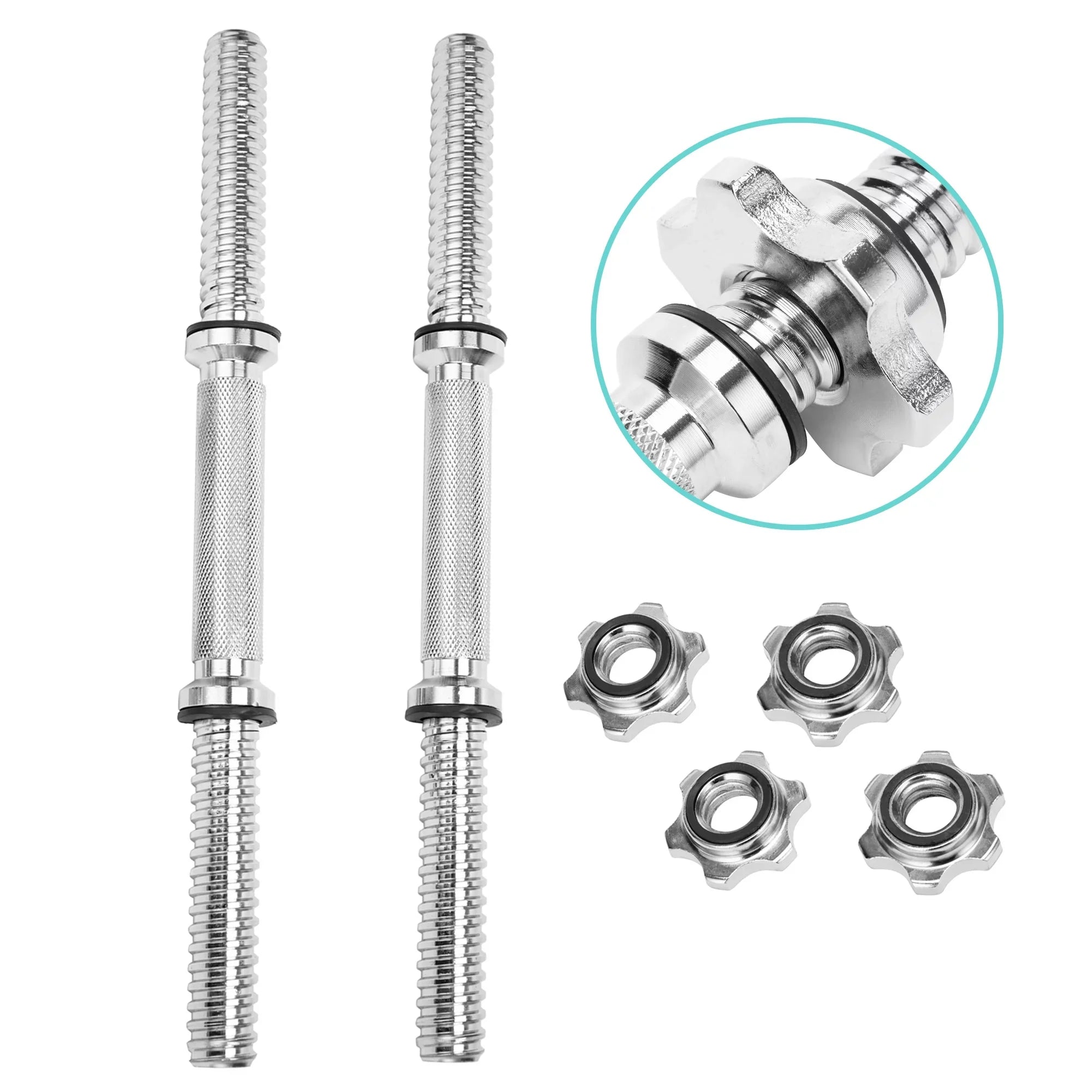 Stylish SAYFUT 17.77''/ 45cm Threaded Dumbbell Handles/ Adjustable Dumbbell Bar Handles - Fit 1 inch Standard Weight Plate - Weightlifting Accessories, Hex nut