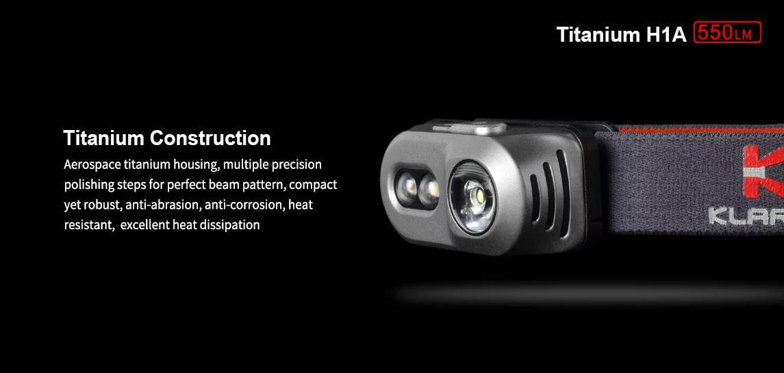 Klarus H1A Rechargeable Headlamp -550 Lumens -CREE XP-L V6 LED -Battery Included - Exclusive Design