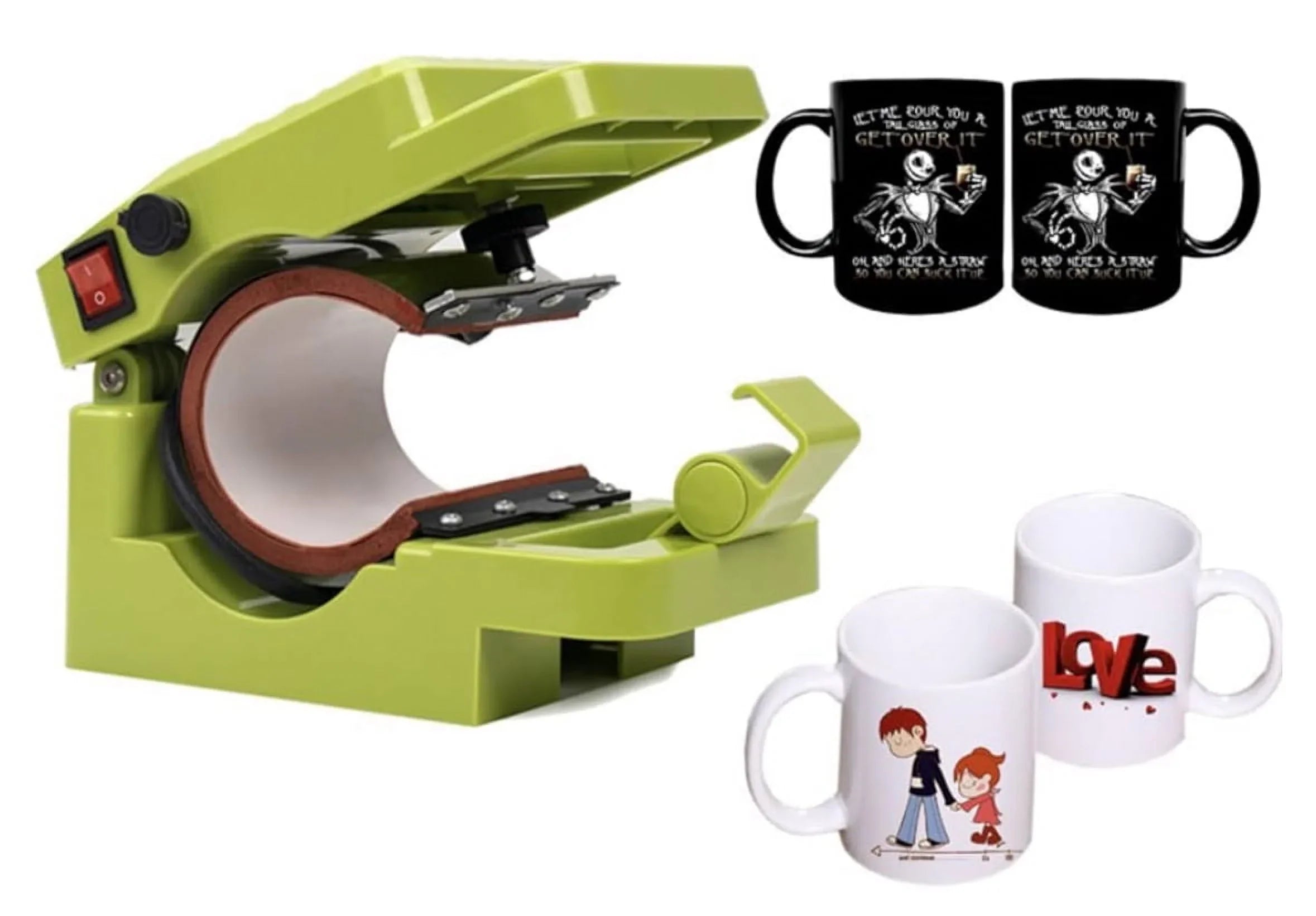 PC Universal Sublimation Bundle with Printer, Heat Press Machine & Assorted Mugs---includes transfer paper,heat tape etc.everything