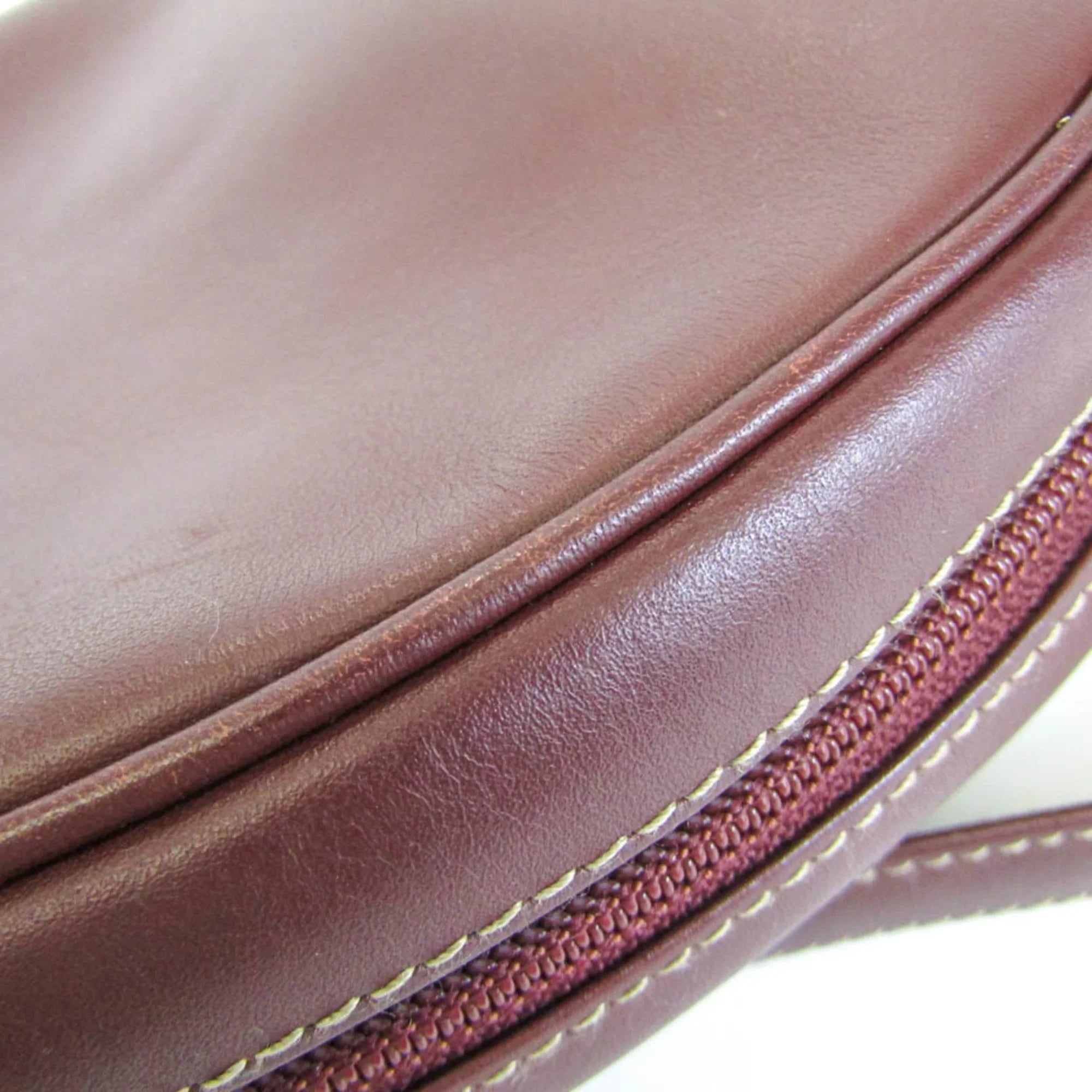 Stylish Pre-Owned Cartier Must Women's Leather Shoulder Bag Bordeaux (Good)